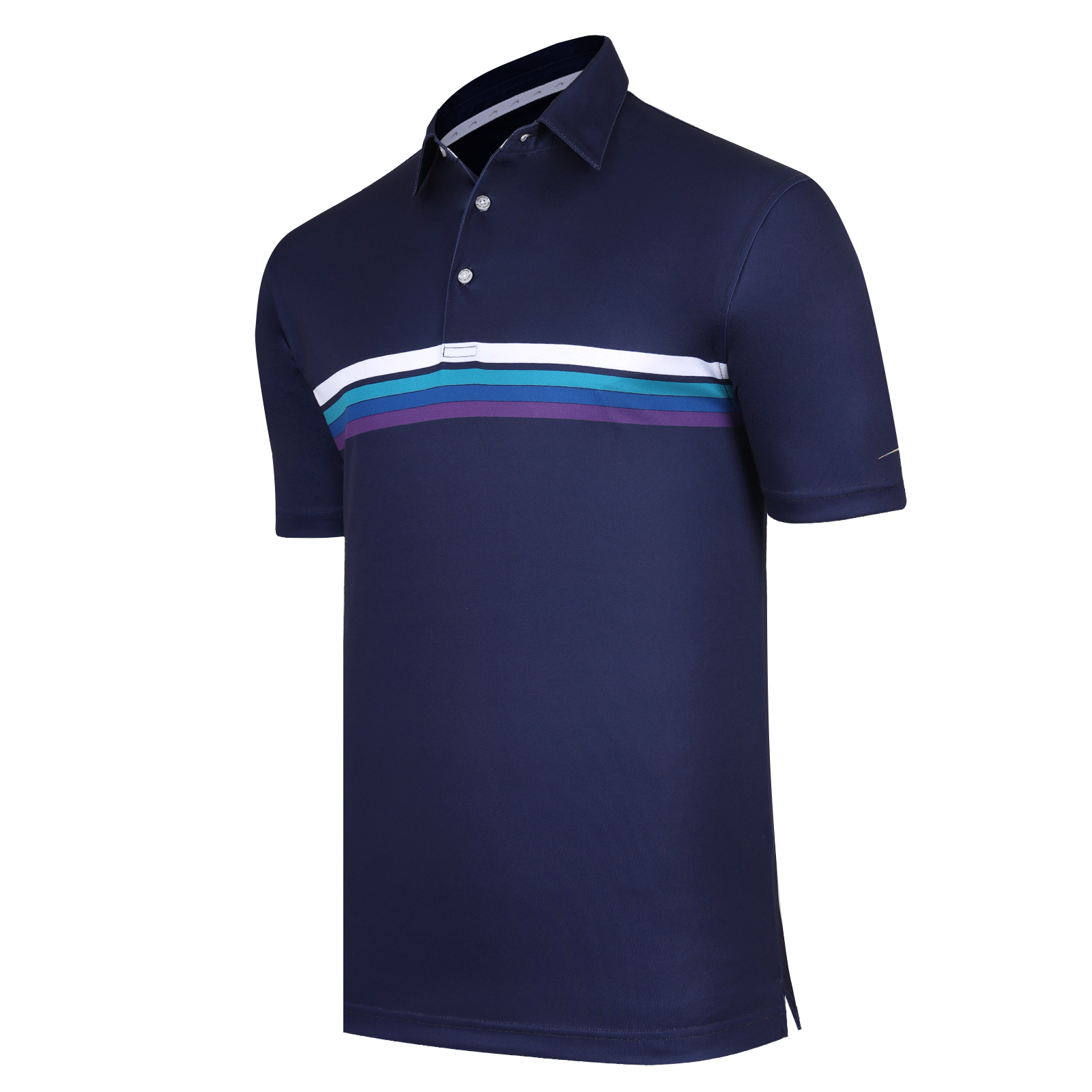 Navy Chest Stripe Knit Polo